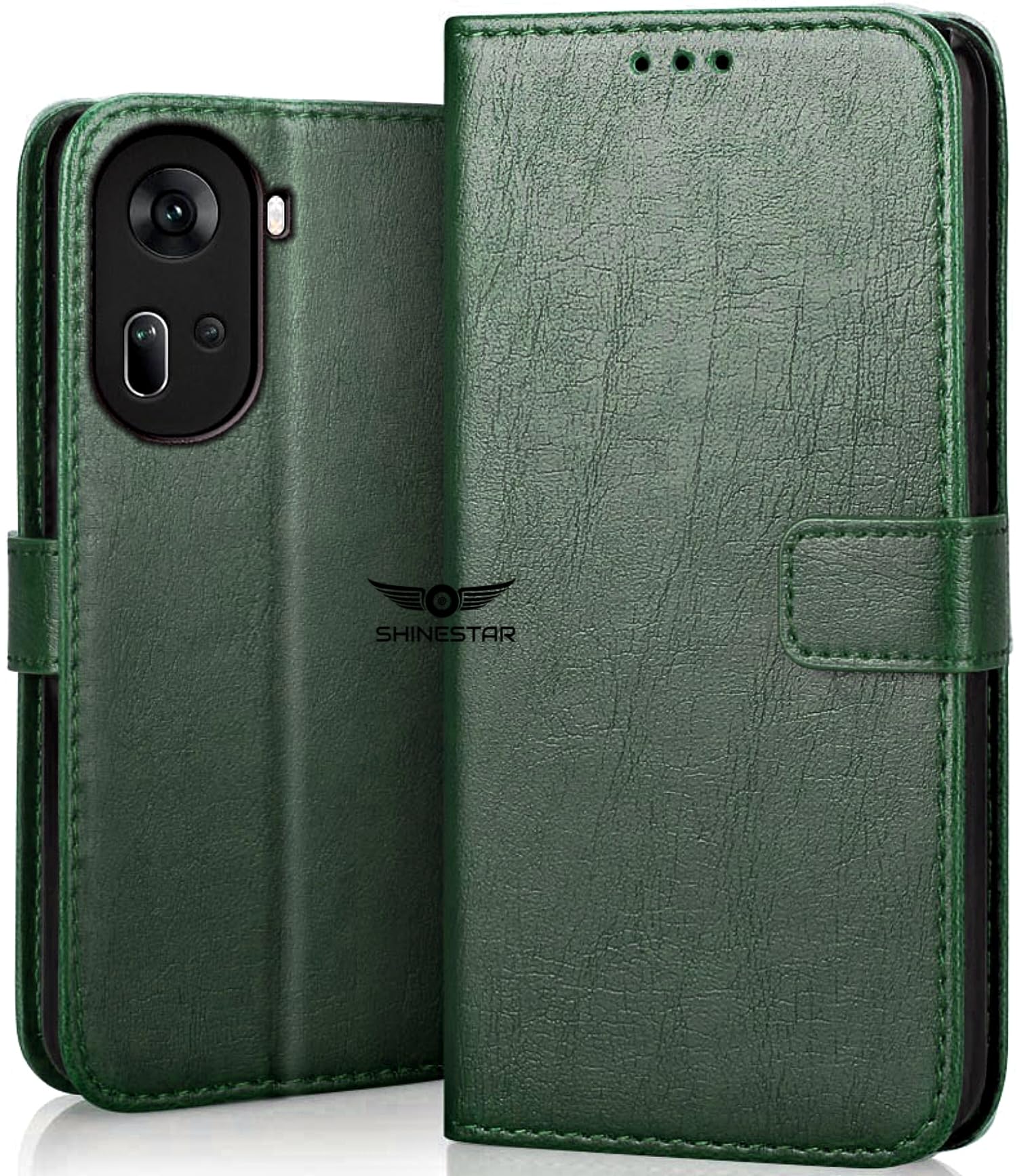 SHINESTAR Oppo Reno 11 5G Flip Back Cover | PU Leather Flip Cover Wallet Case with TPU Silicone Case Back Cover for Oppo Reno 11 5G - Unique Green (B0CSPRV5PX) Amazon Price History, Amazon Price Tracker