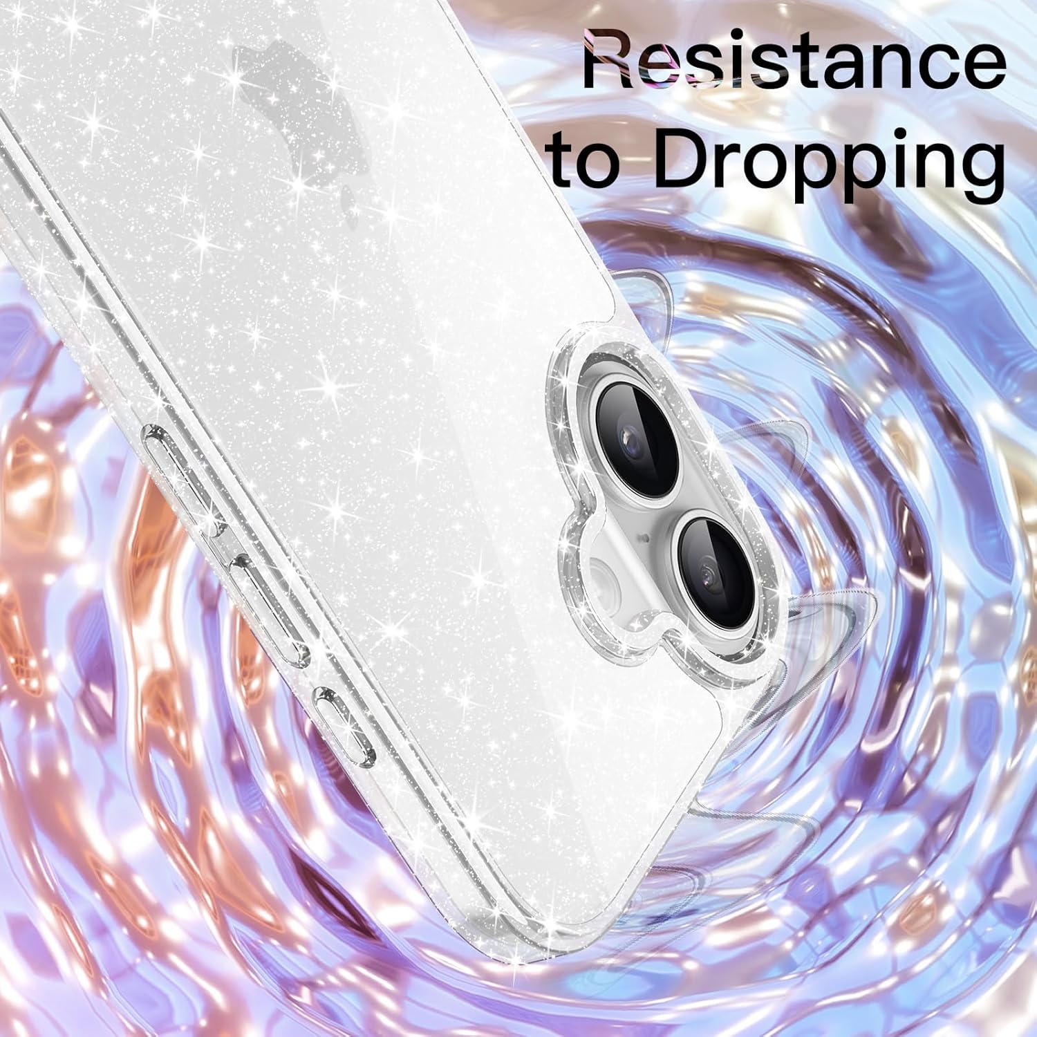 JETech Glitter Case for iPhone 17 6.3-Inch, Bling Sparkle Shockproof Phone Bumper Cover, Cute Sparkly for Women and Girls (Clear) - Image 5