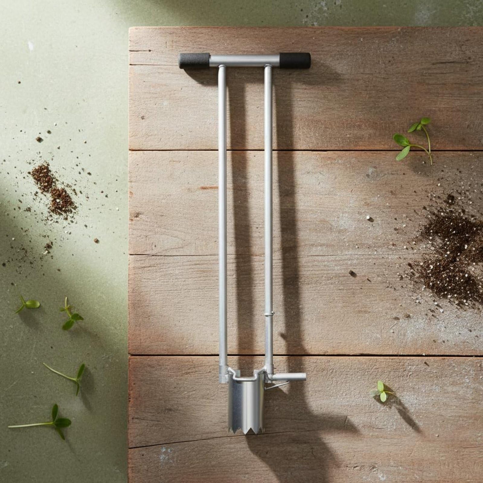 Trapiantatore Manuale da Giardino Trapiantatore Piantabulbi Digger Seminatore Asta Lunga in Acciaio Zincato per Trapianto Rapido Senza Piegarsi con, 8CM