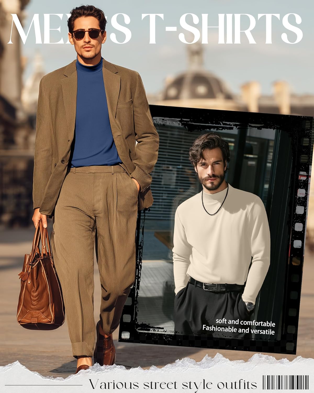 4 Pack Men's Mock Turtleneck Shirts, Long Sleeves Thermal Pullover Sweater Casual Undershirt Loose Fit Tops - Image 5