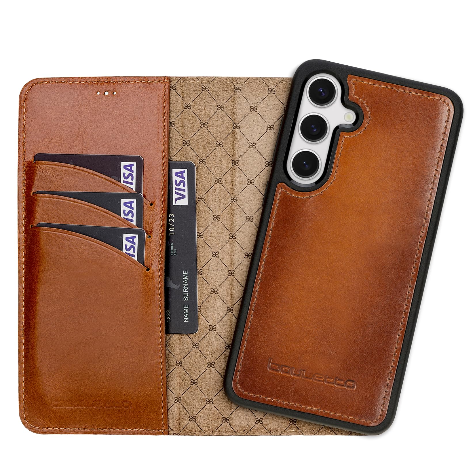 Custodia per Samsung Galaxy S24 Plus (6,7 pollici) – Custodia Premium in vera pelle con funzione Kickstand, Bookcase removibile, chiusura magnetica e tasca per carte