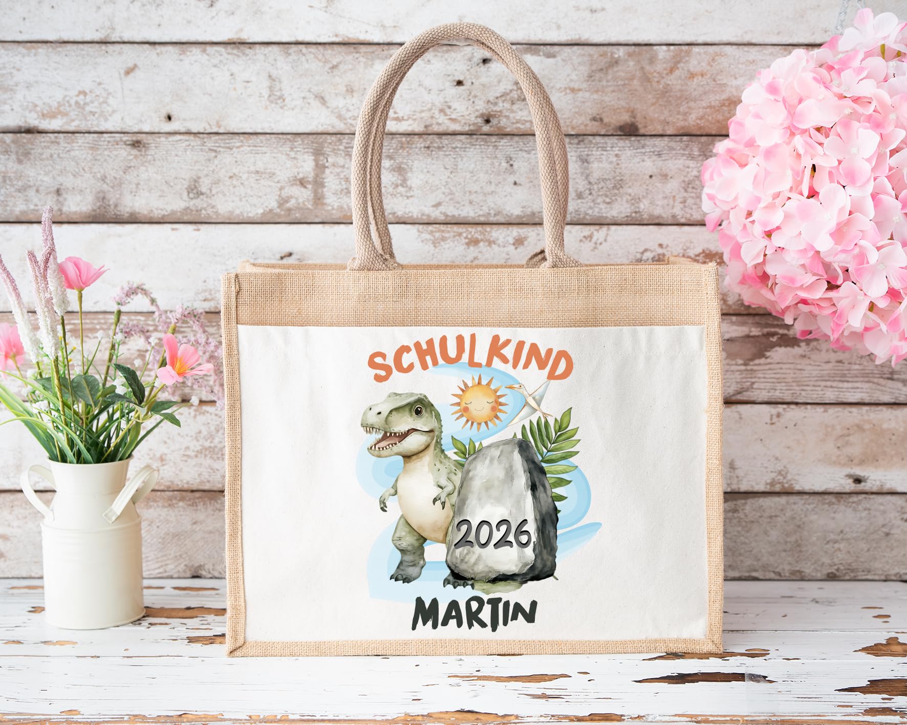 LIEBTASTISCH - Personalisierte Jutetasche für Kinder mit Namen - für Jungs - Geschenkidee - Einschulung - Prinzessin - Schultüte - 2025