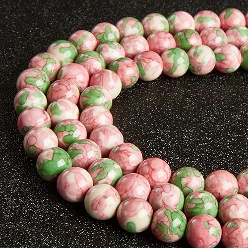 Miniatura 3 de 60 cuentas de flores de lluvia rojo verde natural de 0.236 pulgadas (0.236 in), cuentas redondas sueltas para hacer joyas