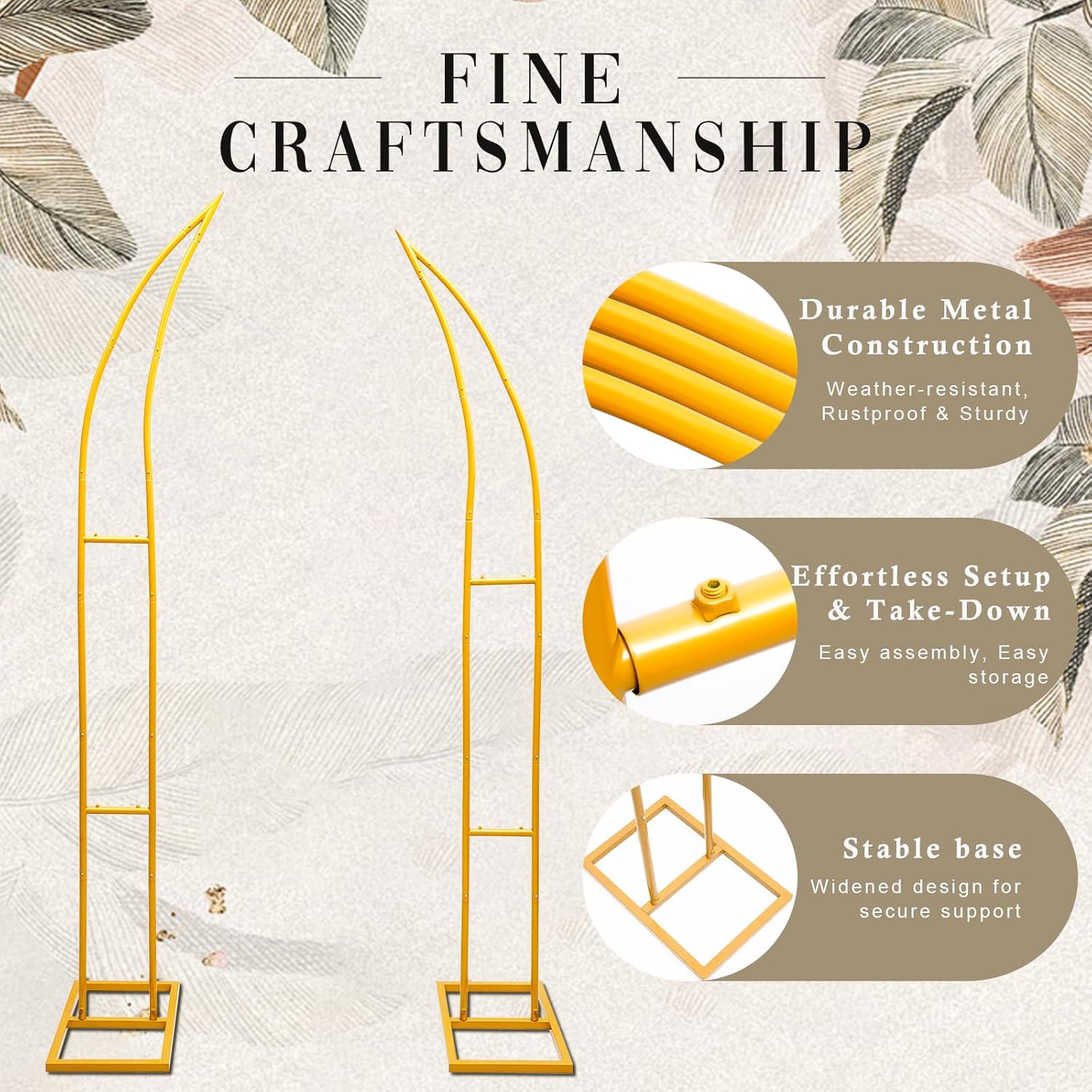 Wedding Flower Arch Stand Gold Half Arch 2pc Curved Backdrop Stand 6.2&6.9 Ft For Wedding Ceremony Bridal Shower Heart Arch Stand For Proposal Climbing Plants Garden Arch Party Decorations