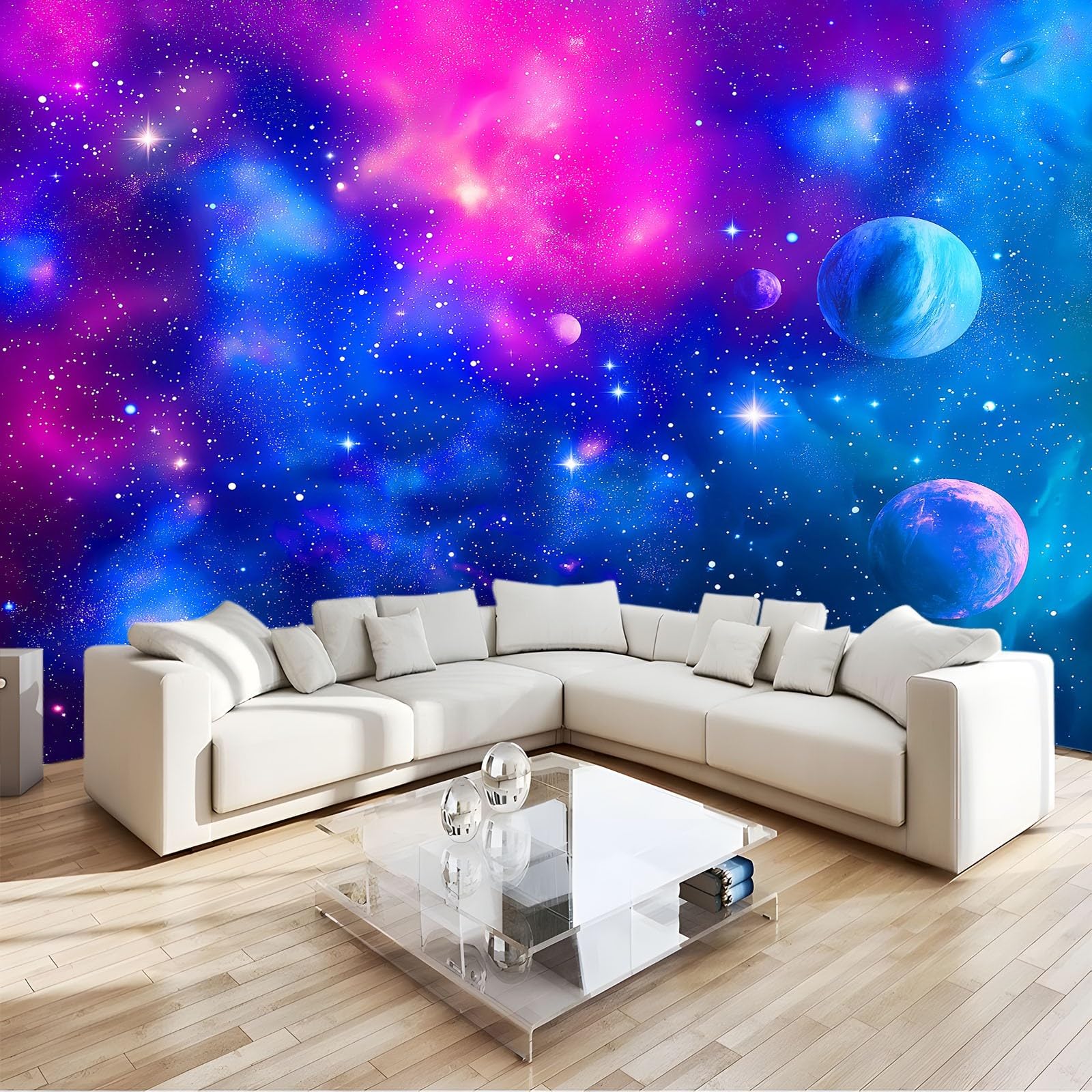 Tapeta XXL 3D niebieska fantazja mgławica wszechświat 400 x 280 cm TNT techniczna tapeta do jadalni sypialni dekoracja ścienna HD remont domu niesamoprzylepna