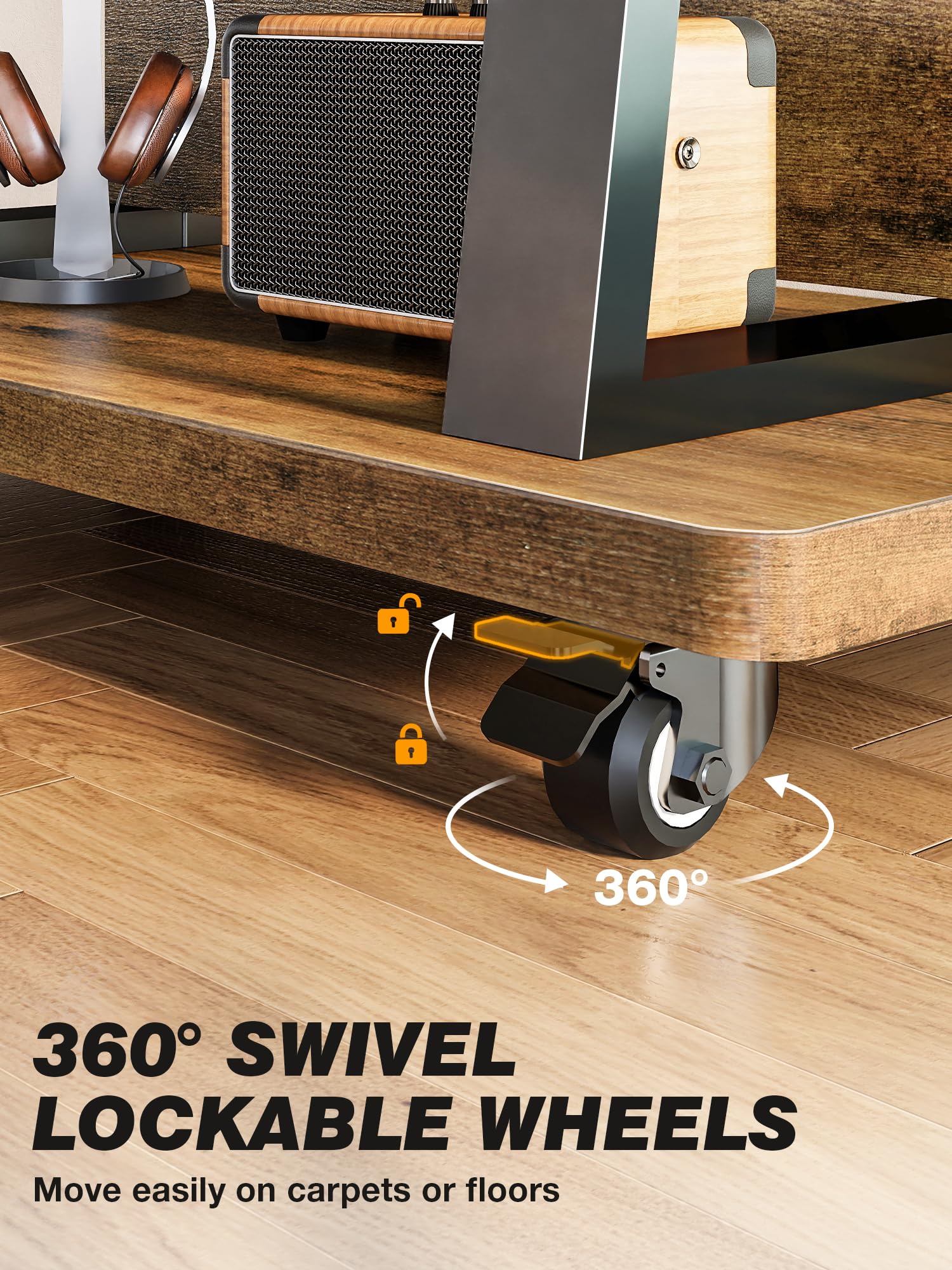 Soporte de TV Móvil con Ruedas para TVs de 37 a 75 Pulgadas, Carrito de TV Portátil con 3 Niveles de Almacenamiento, Ajuste de Altura Soporte TV Ruedas Capacidad para hasta 68 KG, VESA MÁX 600x400mm