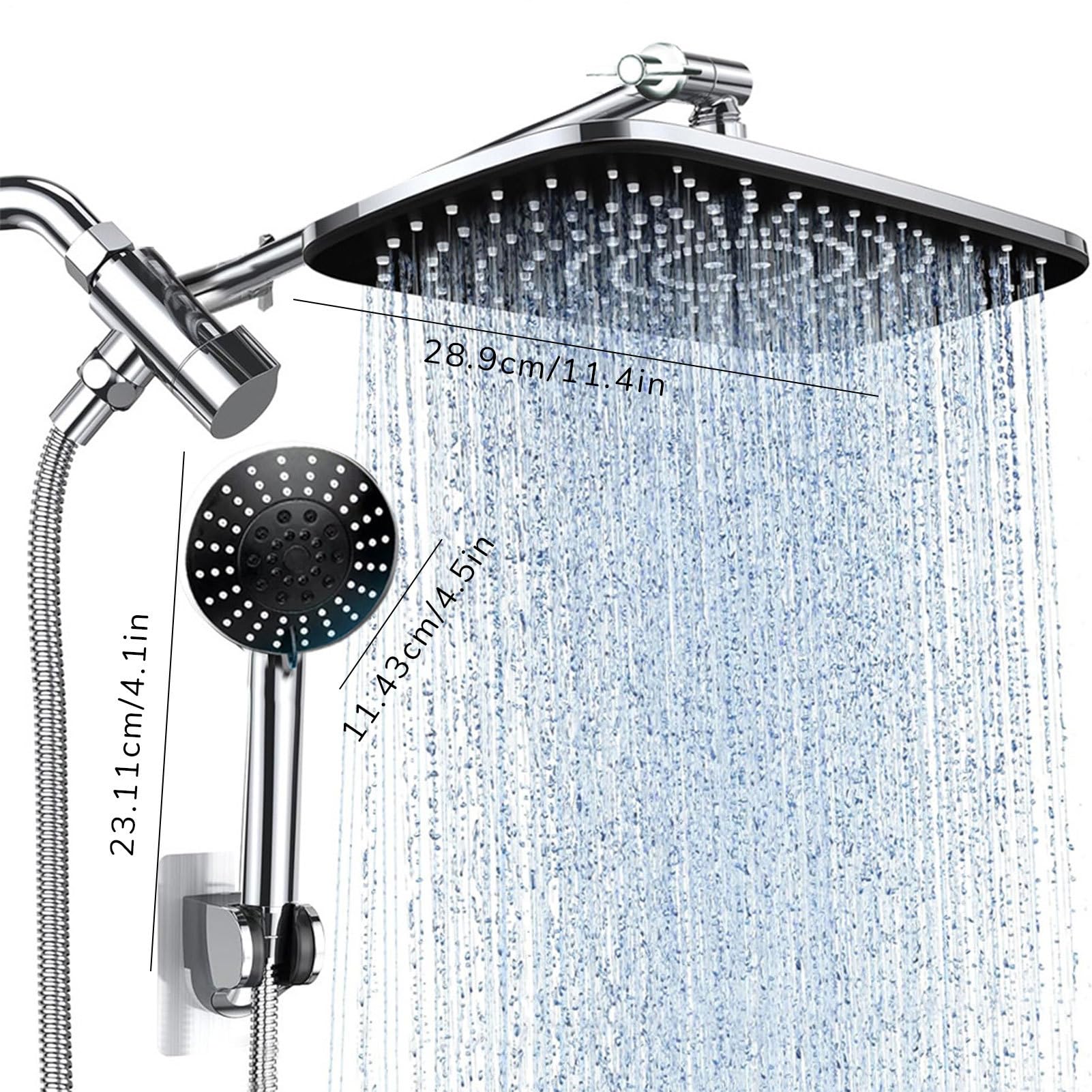 Cabezal de ducha de alta presión, cabezal de ducha de lluvia Cabezal de | 5 modo, varilla de ajuste inteligente, filtro de cabeza de ducha para el hogar, apartamento,