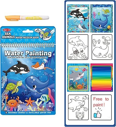 Miniatura 11 de LEFIMOT Paquete de 3 libros para colorear al agua para niños pequeños, libros reutilizables de pintura con agua para niños de 3 a 5 años, libro
