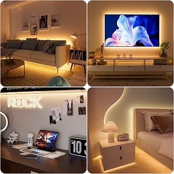 PAUTIX COB LED Strip Lights 5V USB Powered Dotless Super Bright Dimmable LED Lights 3000K Warm White 6.56ft TV Backlights,Flexible 3M Adhesive Under Cabinet Light for Bedroom,Kitchen,Shelf Lighting