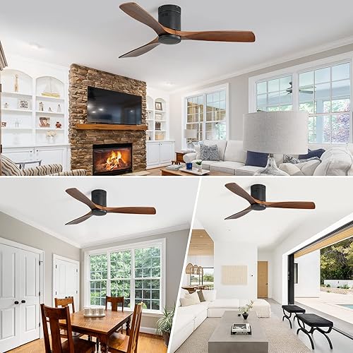 Miniatura 2 de Sofucor Ventilador de techo de perfil bajo de 52 pulgadas con control remoto, ventiladores de techo silenciosos de 6 velocidades sin luces,
