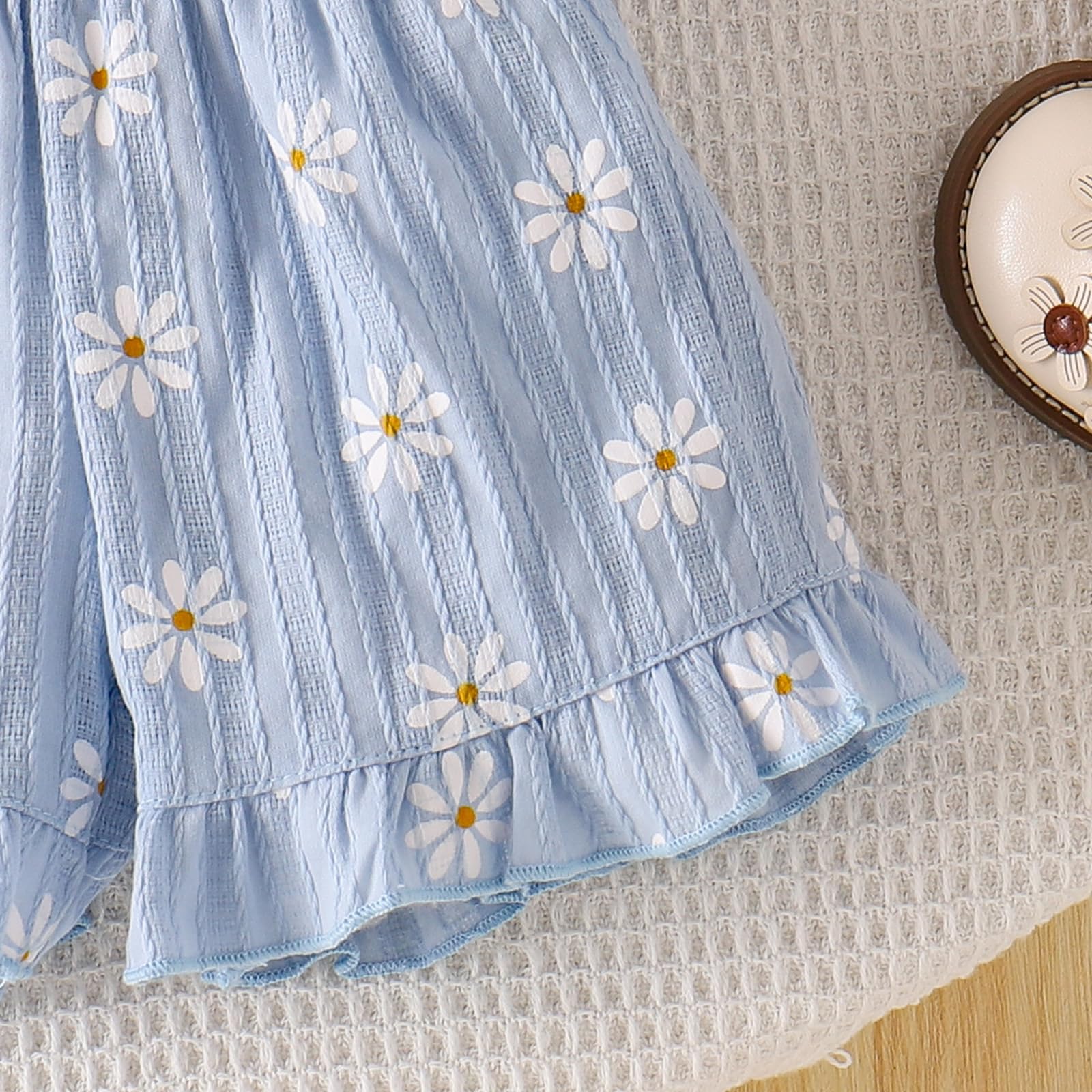 Ropa Verano Para Niña Linda Blusa con Volantes y Margaritas Pantalones Cortos Conjunto de Conjuntos Para Niña Pequeña — view 6