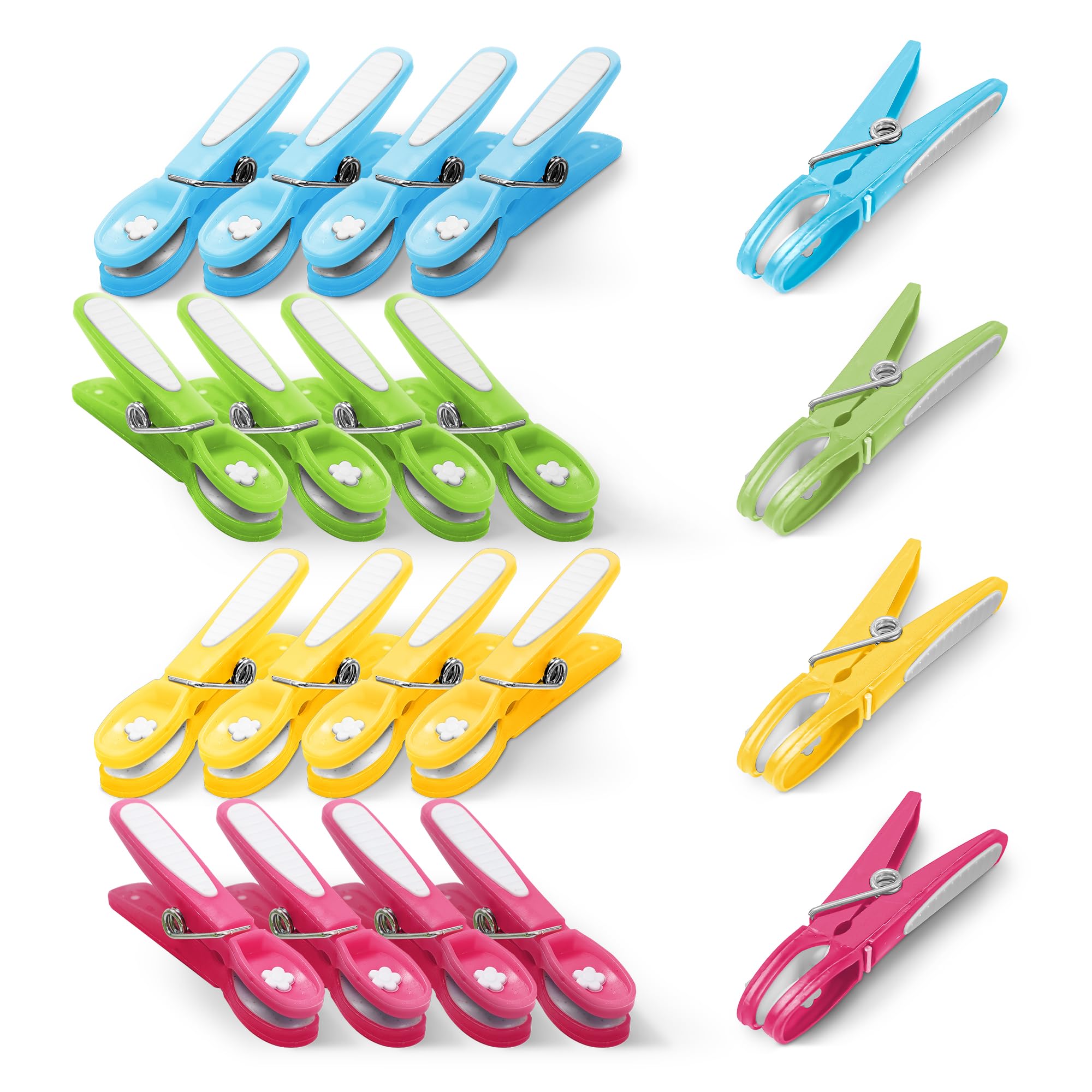 KEPLIN 20-Pack Laundry Pegs - Assorted Colours, Durable Plastic Clothespins with Strong Spring & Secure Clamping for Indoor & Outdoor Use - Safe, Odourless & UV Resistant (Mixed)