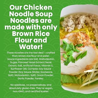 GloryLand Chickn Noodle Soup Meal Kit, Gluten Free Vegan Chicken-Style Noodle Soup, Quick Packaged Noodle Soup Dinner, 4.4 oz Pack of 5