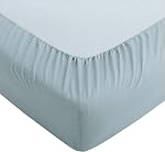 ATLINIA 100% Ensemble de literie en lin pur lin - Lavé en pierre Tissu de lin Deep Pocket Fitted Shet Farmhouse Flat Shet 2 Oreillers (Bleu Du Dur, Roi)