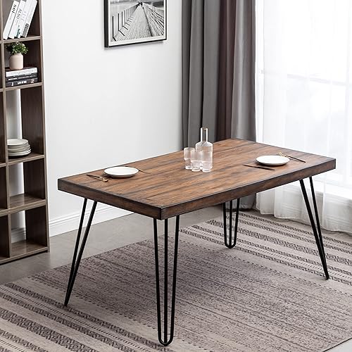 Miniatura 9 de Roundhill Furniture Aryven - Juego de mesa de comedor industrial de 7 piezas y 6 sillas de piel sintética pino oscuro rústico y gris antiguo