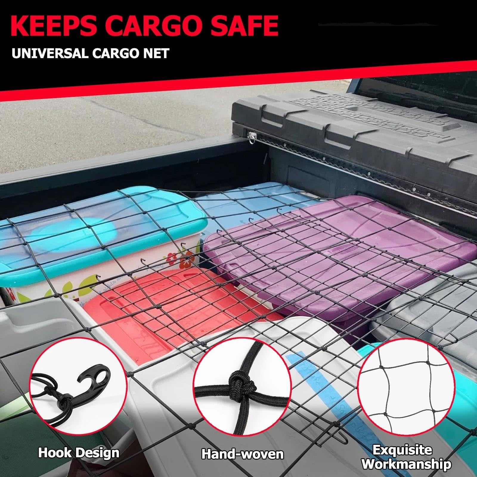 Reti per auto Rete Di Carico In Lattice Ad Alta Resistenza Per Cassone Di Pick-up Per Ford Per Dodge Per Ram Per Chevy Per Silverado 1500 2500HD Rete Bagagliaio Auto(150x210cm)