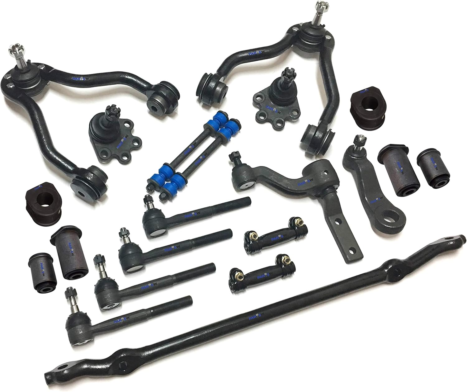 21 Pc Suspension & Steering Kit Front Sway Bar Frame Bushings - 27mm (1.06 Inch) Center Link Tie Rods Lower Ball Joints Idler Arm Heavy Duty Pitman Arms Control Arms