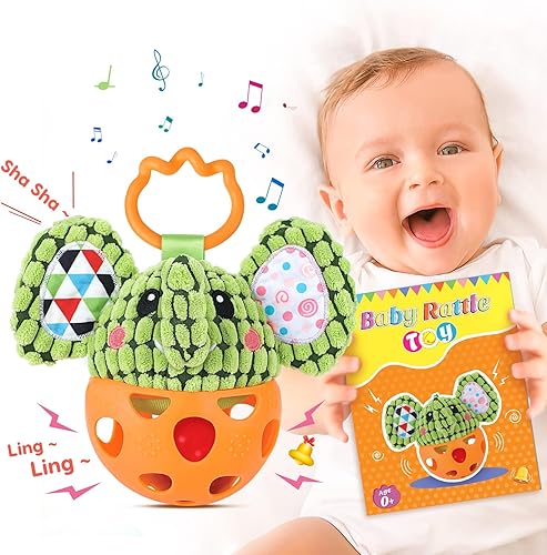 Juguetes de sonajeros para bebés, sonajeros de peluche para bebés recién nacidos, el mejor regalo para niñas y niños (elefante)