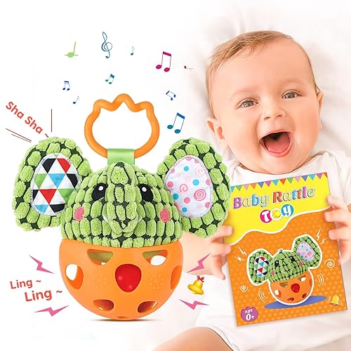 Juguetes de sonajeros para bebés, sonajeros de peluche para bebés recién nacidos, el mejor regalo para niñas y niños (elefante)