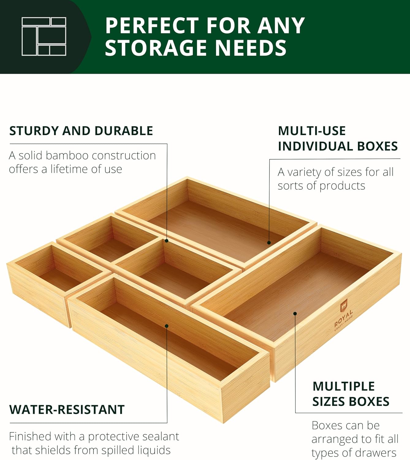 Maximize Your Space: Review of the ROYAL CRAFT WOOD 5-Piece Bamboo Drawer Organizer Set