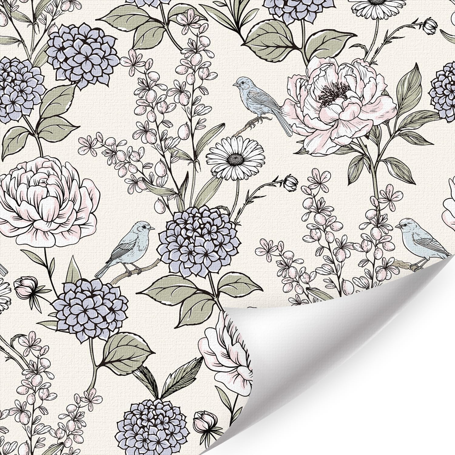 ANHUIB Blumen Tapete Selbstklebende Blätter Pflanzen Tapete 44x300cm Blumentapete für Schrank Fototapete Selbstklebend Floral Wohnzimmer Deko Wasserdicht Möbelfolie Pflanzen Klebefolie Schlafzimmer