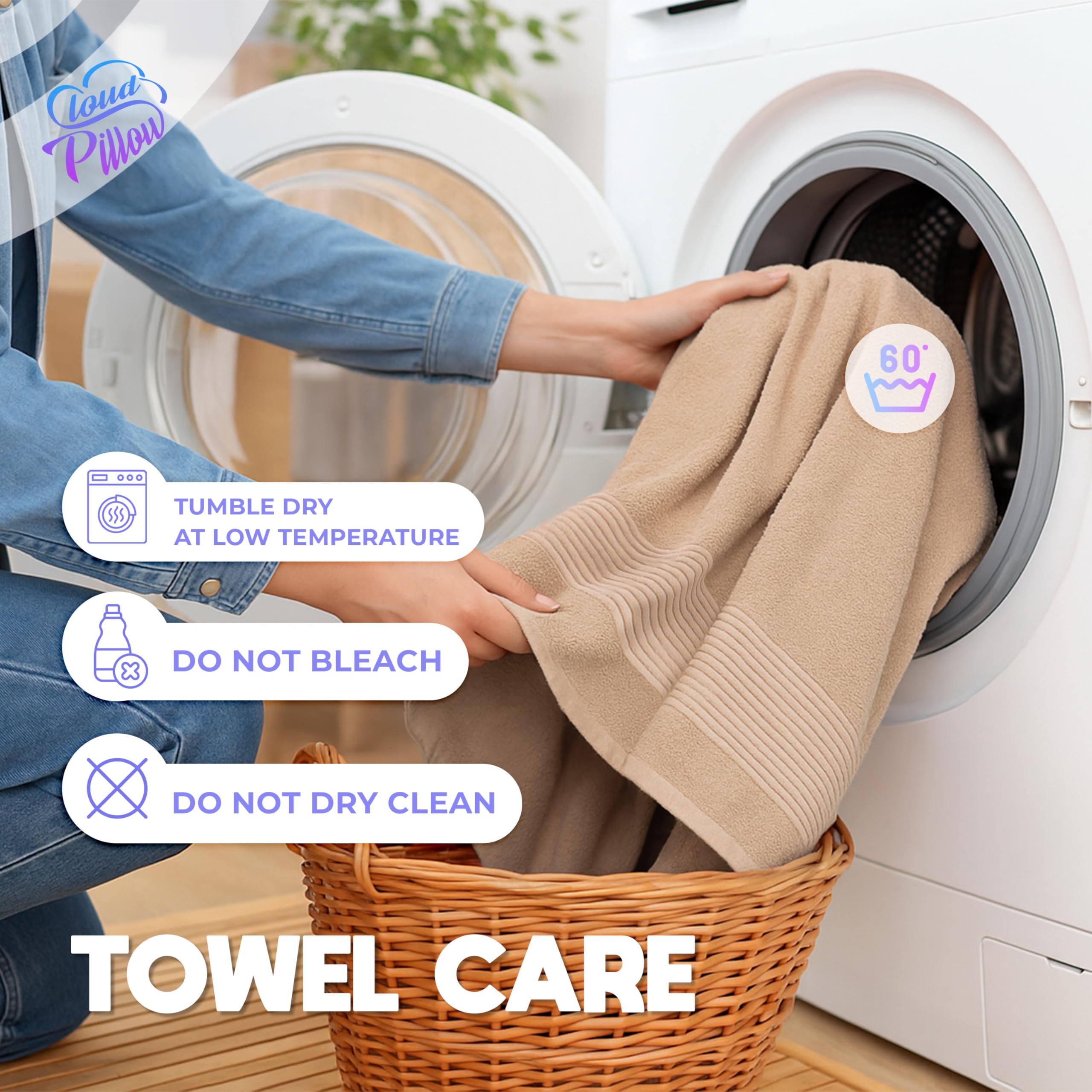 Cloud Pillow Toallas baño 100x150 2 Piezas - 100% Algodón – 500 g/m2 - Suaves, Absorbentes y Duraderas - Oeko-Tex - Ideal para Hogar y Wellness | 100% algodón, 500 g/m², suaves, absorbentes y resistentes, toallas de baño, textiles de baño y toallas de bañ