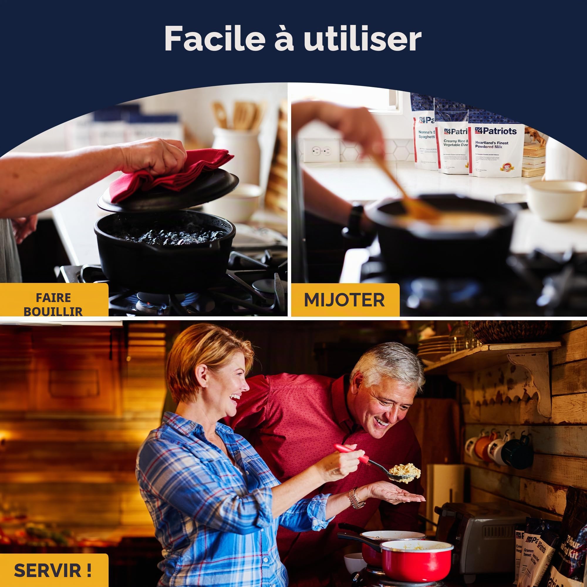 4Patriots Kit alimentaire de survie 72 heures : nourriture d'urgence résistante aux catastrophes avec une incroyable variété conçue pour durer 25 ans dans des sachets alimentaires d'urgence, 20