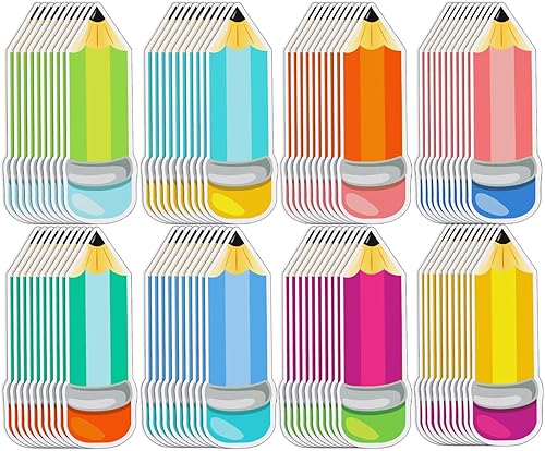 48 lápices de colores recortados, etiquetas de nombre, lápices de papel para tablón de anuncios, decoración de casillero, etiquetas de nombre para
