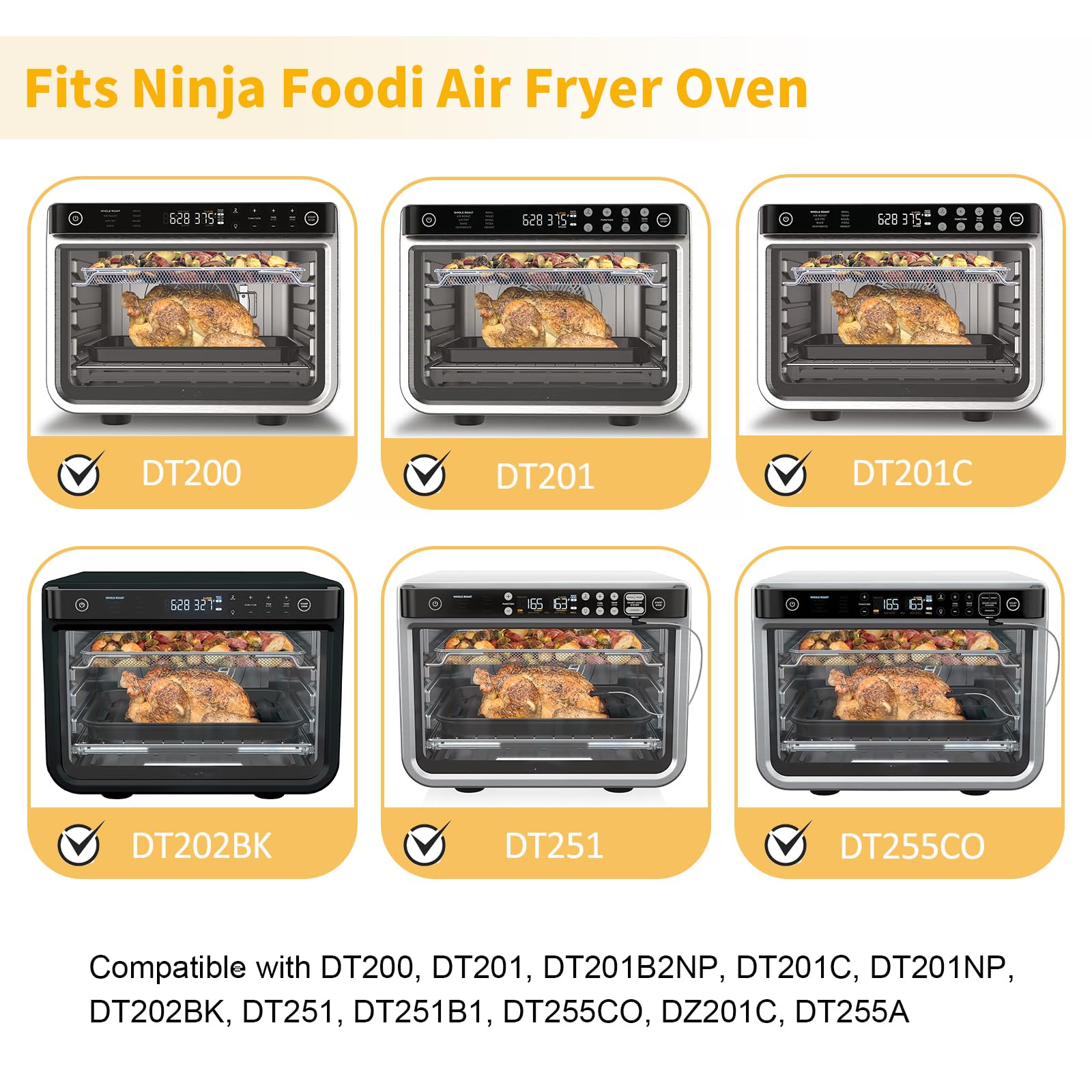 304 Edelstahl Krümelblech Pfanne Ersatz für Ninja Foodi Air Fryer Oven DT200 DT201 DT251 Drip Pan Ninja XL Pro Air Fry Oven Large Countertop Konvektionstoaster Ofen Air Fryer Zubehör 1 Packung