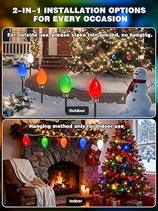 10 Pack C9 Christmas Lights Outdoor, Jumbo Bulbs Outdoor Christmas Decorations Plug in with Timer, Waterproof Pathway Lights for Outside Indoor Party Lawn Yard Garden Wedding Xmas Decor (Multicolor)