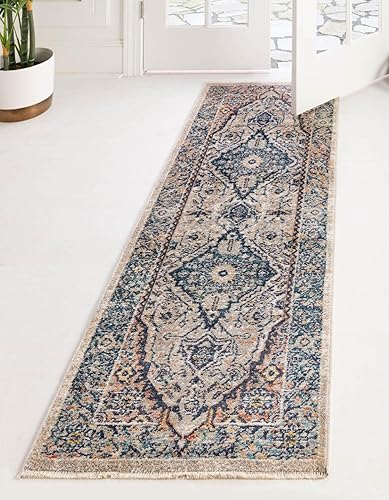 Unique Loom Lola Collection - Alfombra tradicional (2 pies 11 pulgadas x 16 pies 5 pulgadas, color azulgris)