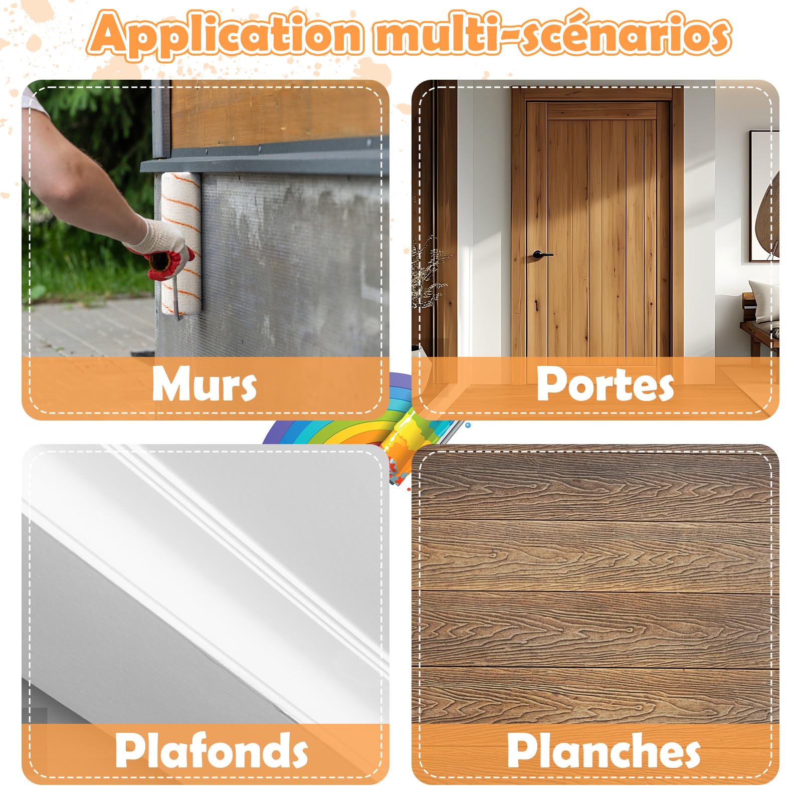 LAANPOLE Rouleau Peinture avec 1,3m Perche Telescopique, 27 Pièces Kit Peinture Mur, Rouleaux de Peinture 23 cm/10 cm pour Murs, Manches Microfibre pour Peinture Professionnelle, Orange