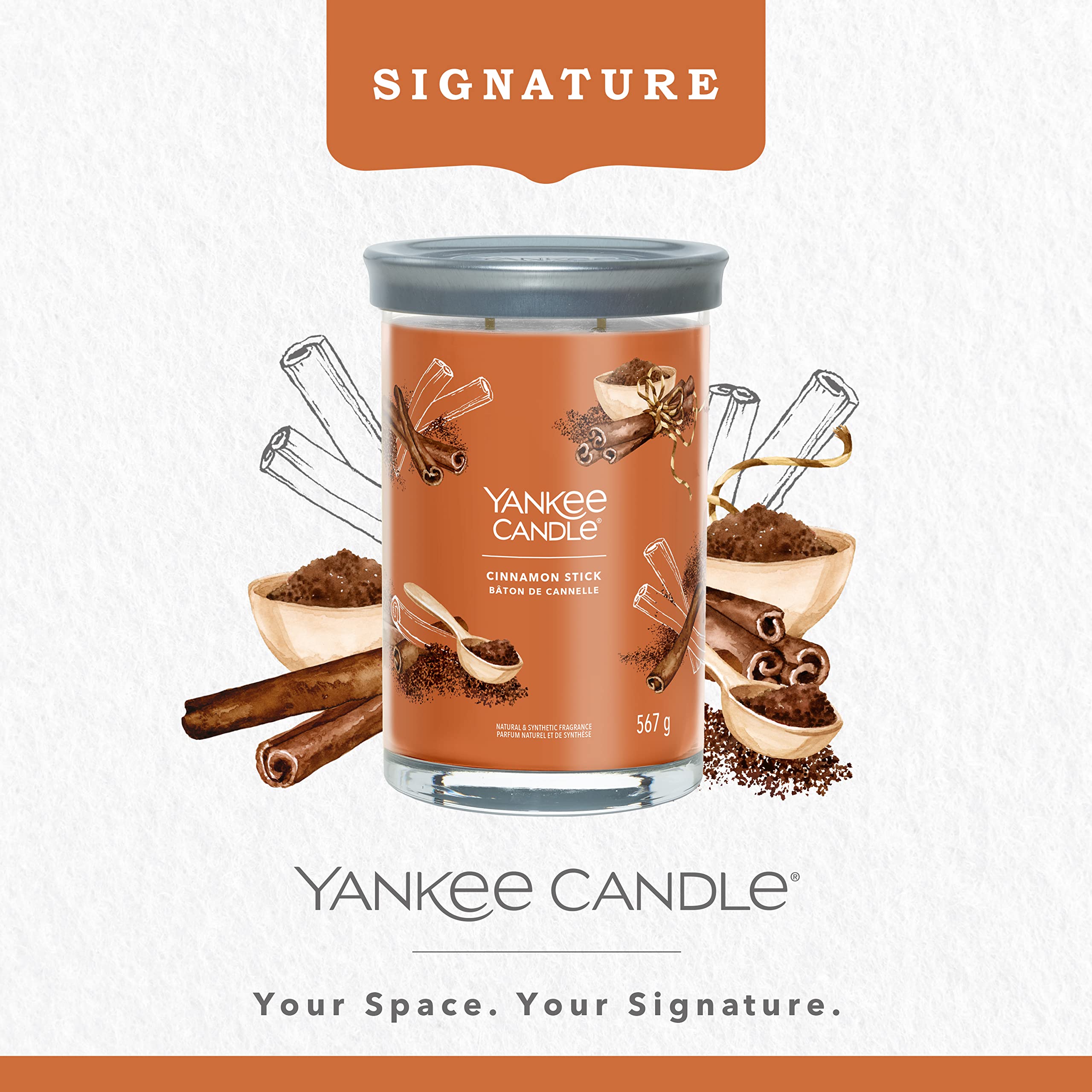 Yankee Candle Cinnamon Stick Świeca w Słoiku, Pomarańczowt, 567 g