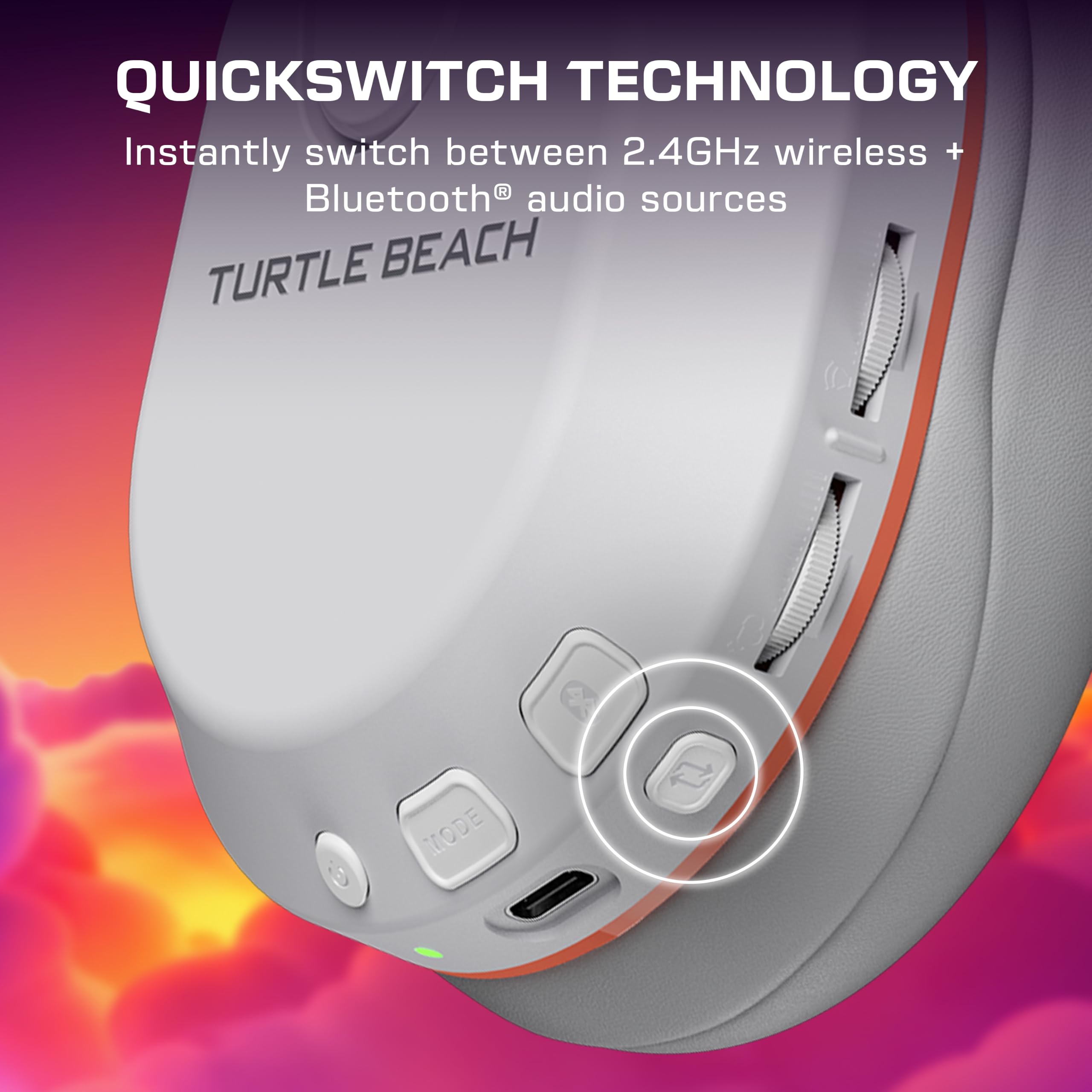 Turtle Beach Stealth 500 Kabelloses Gaming-Headset: Offiziell Lizenziert für Nintendo Switch 2 – Bluetooth Mobil, Memory-Foam-Polster, Flip-to-Mute-Mikrofon, Weiß