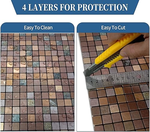 Miniatura 4 de YMMXGE Azulejos de pared de metal para despegar y pegar azulejos de mosaico de aluminio para baño 12 x 12 x 015 pulgadas 10 estampado verde  mezcla