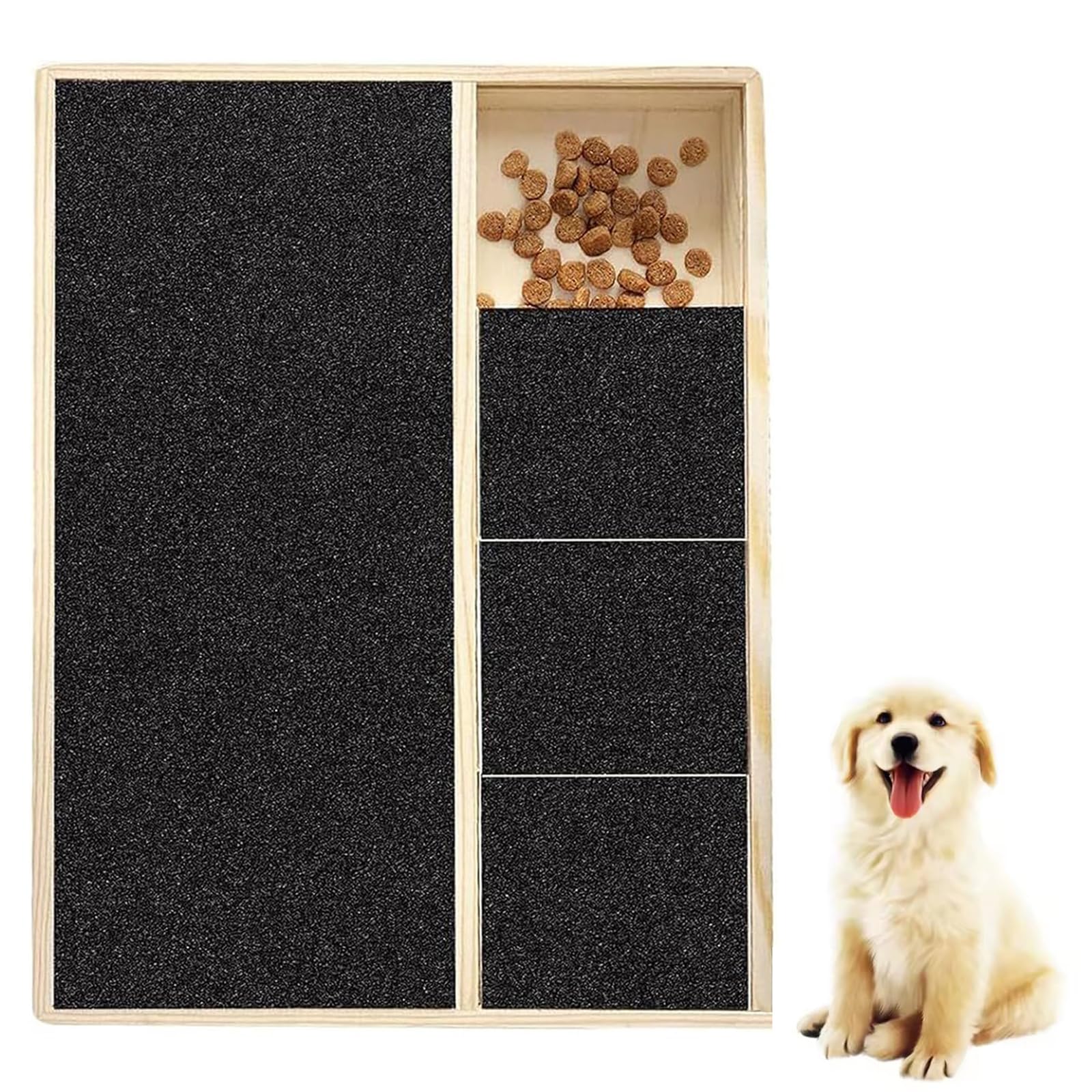 Dog Emery Board Scratcher Treat Box, Dog Nail Scratch Board, Dogs Nail Scratch Pad with Treat Box, 3 in 1 Pet Scratch Pad for Nails, Puzzle Feeder Dogs Nail Toy for Small and Large Pet