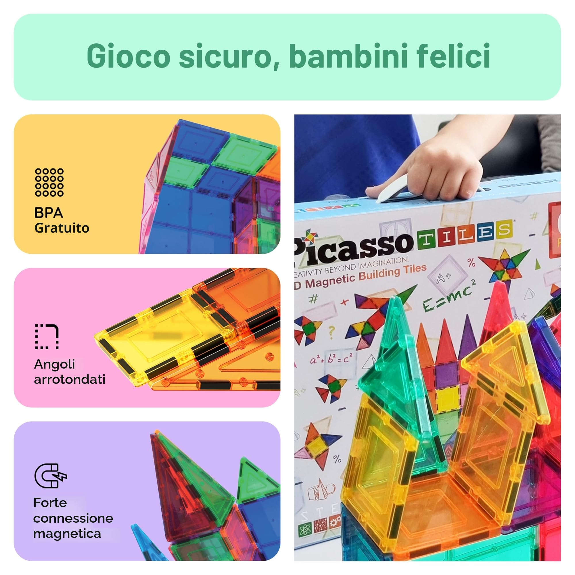 PicassoTiles 100 Pezzi Set 100 Pezzi Piastrelle Magneti Costruzioni Trasparenti Blocchi Magnetici 3D Costruzione Playboard, Creatività Oltre L'immaginazione, Ispirazione, Ricreativo