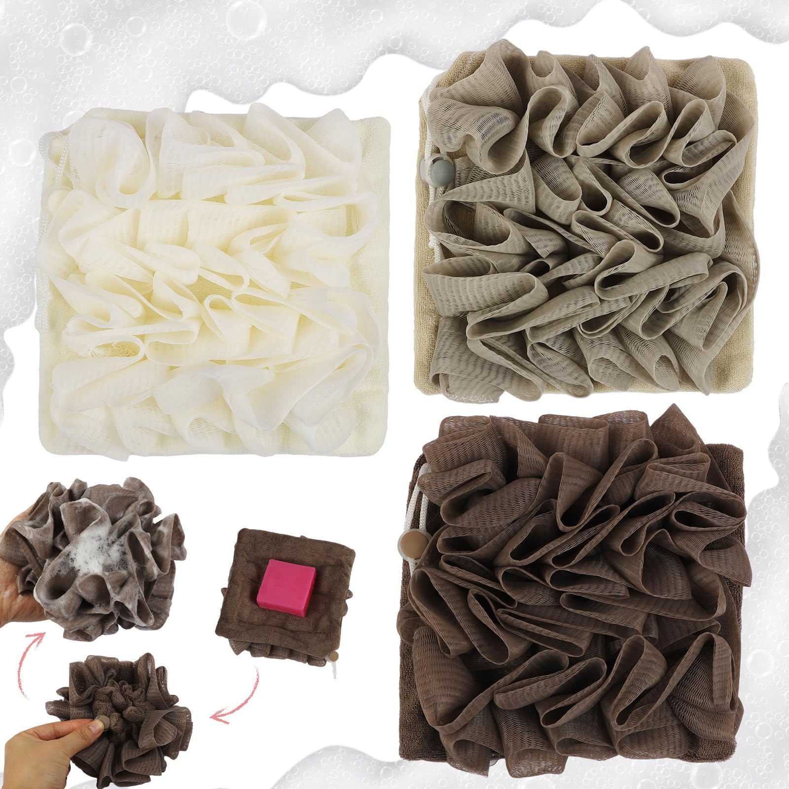 Amazon.com: 2 PCS Soap Bar Loofah,2 in 1 Loofah Washcloth Combo,Bath ...