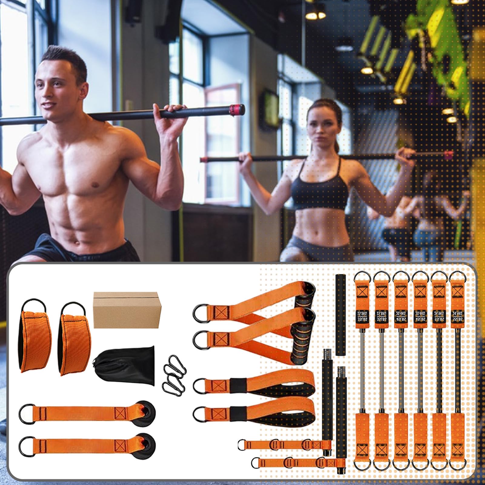 Przenośny zestaw drążków do pilatesu, sprzęt do ćwiczeń na siłownię, wielofunkcyjny system pilatesu z regulowanym oporem, dla sportowców na siłowni, entuzjastów fitnessu, ramion, szyi, talii