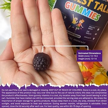 NuBest Tall Gummies for Kids Age 2& Teens | Bone Strength, Immunity, Digestive Health with Calcium, Vitamin D3, K2, B Complex, Magnesium, Zinc | 20+ Vitamins Berries Gummies, No Added Sugar