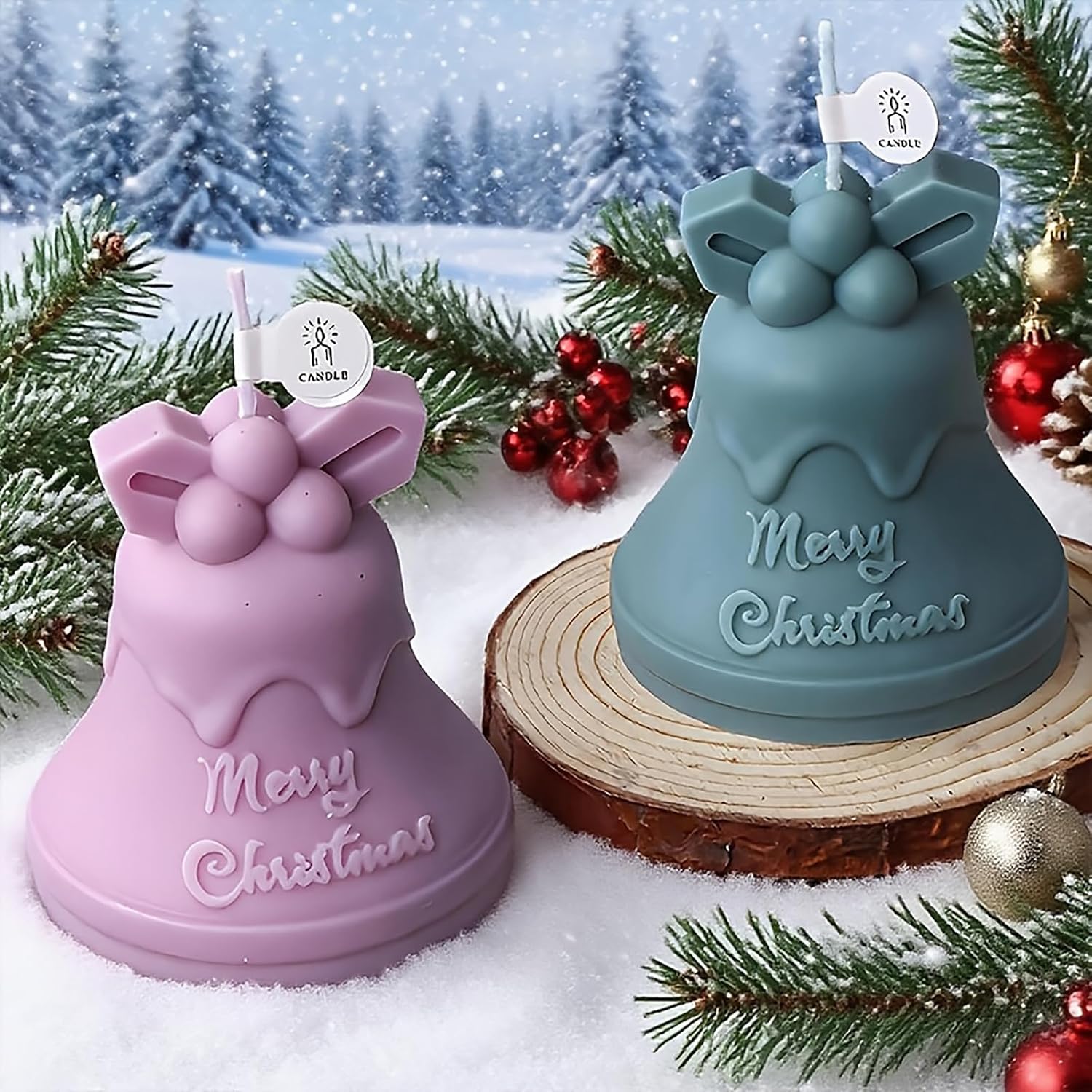 Christmas Bell Silicone Molds for Resin Candle Making, 3D Bell Candle Silicone Molds for Resin, Soap, Key Chain, Clay, Candle Wax Casting 1 PCS