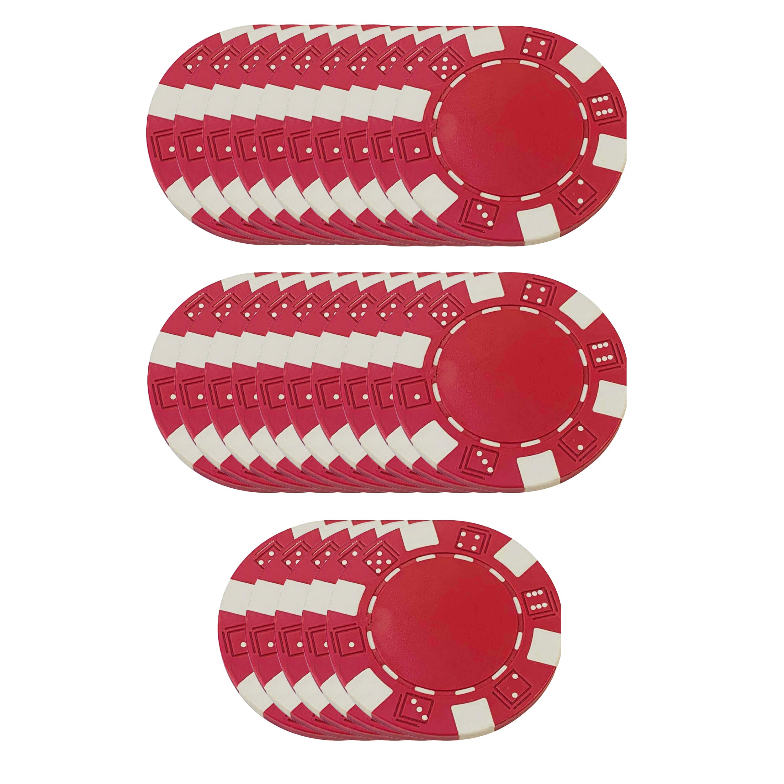 Amazon.com: WE Games Clay Poker Chips 25 Bulk Set Red, Stripes