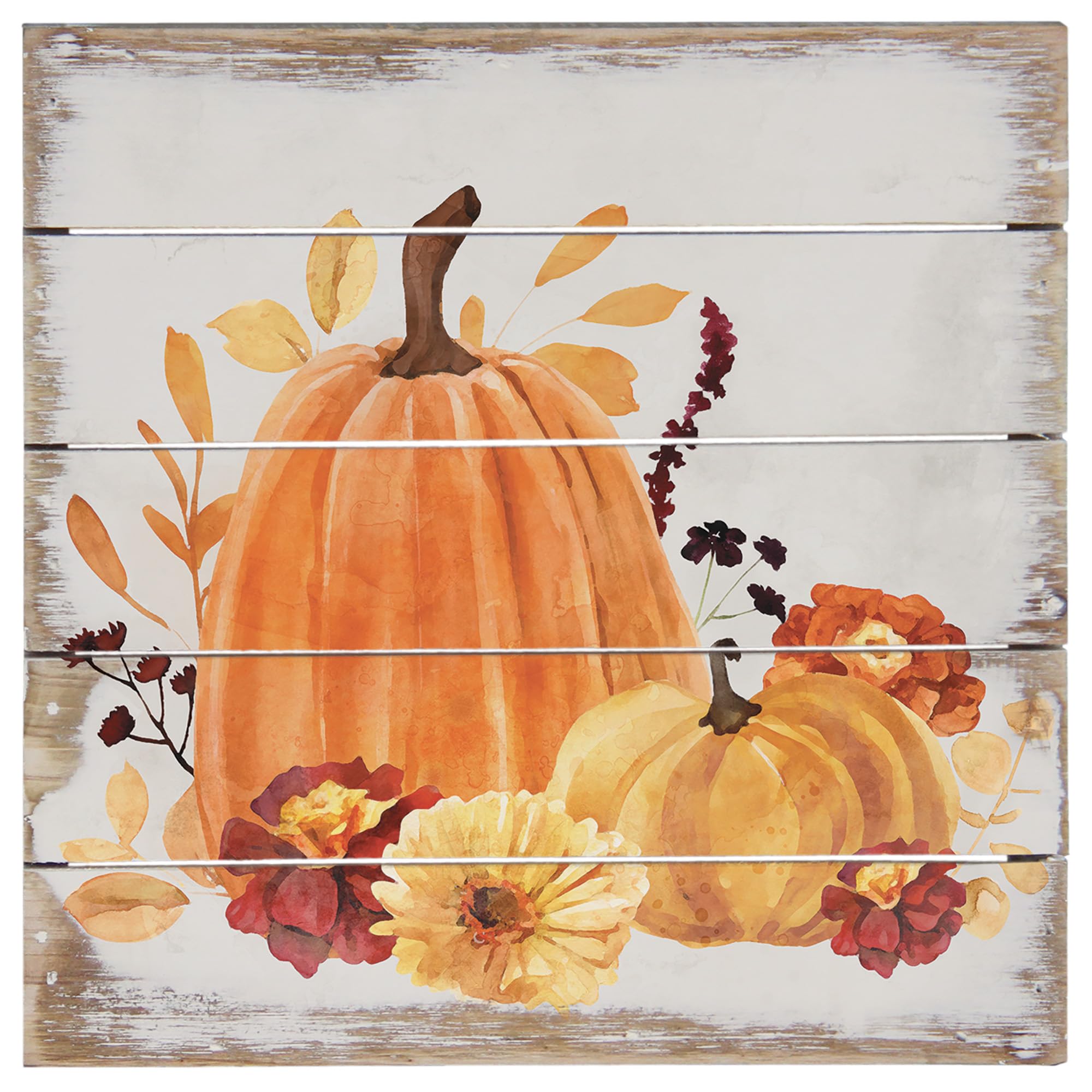 Simply Said, INC Perfect Pallet Petites Fall Pumpkin Decor, Floral Pumpkin Art, 8 x 8 inch Wood Sign, Made in USA, PET26958