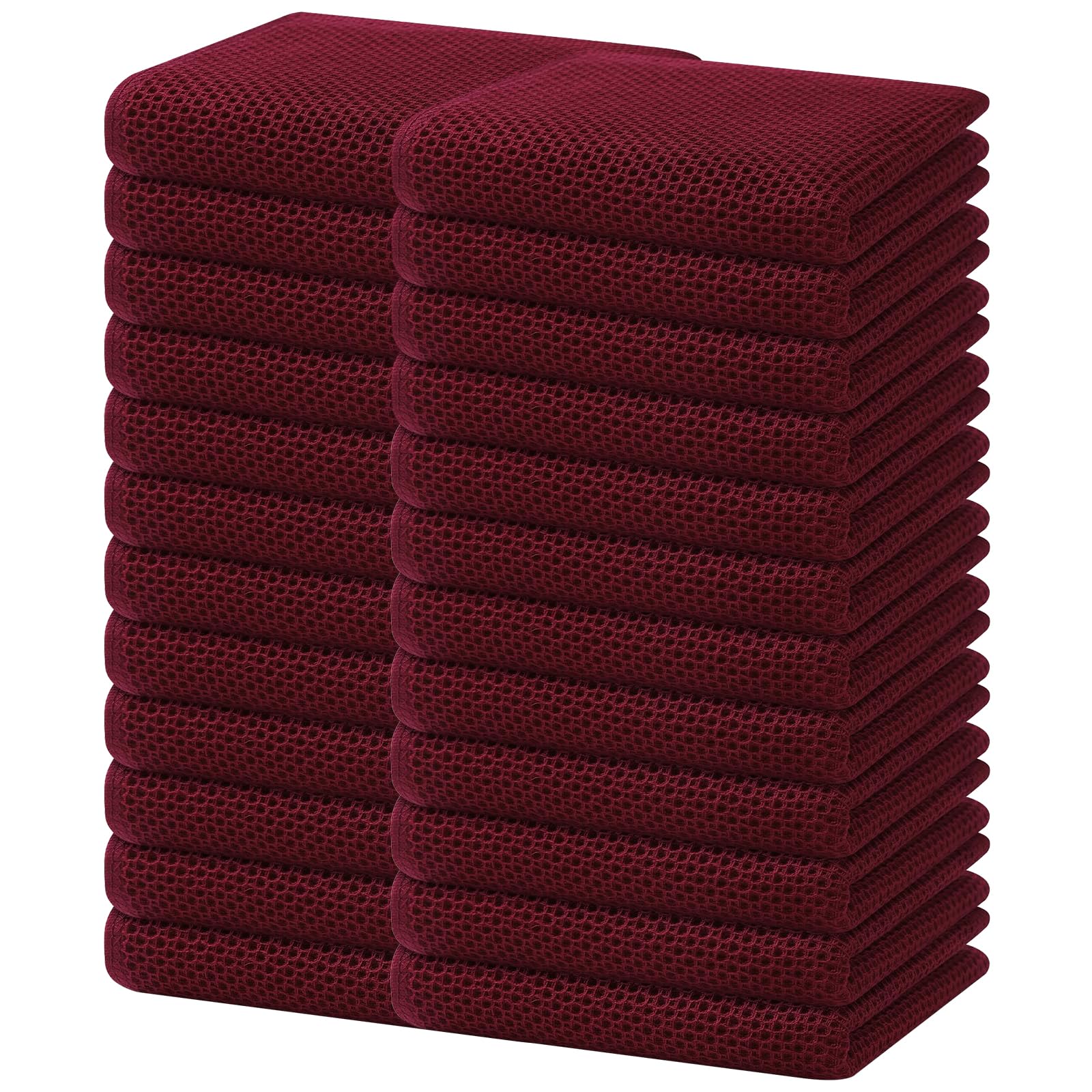 Homaxy 100% Cotton Waffle Weave Kitchen Dish Towels 24-Pack, Burgundy