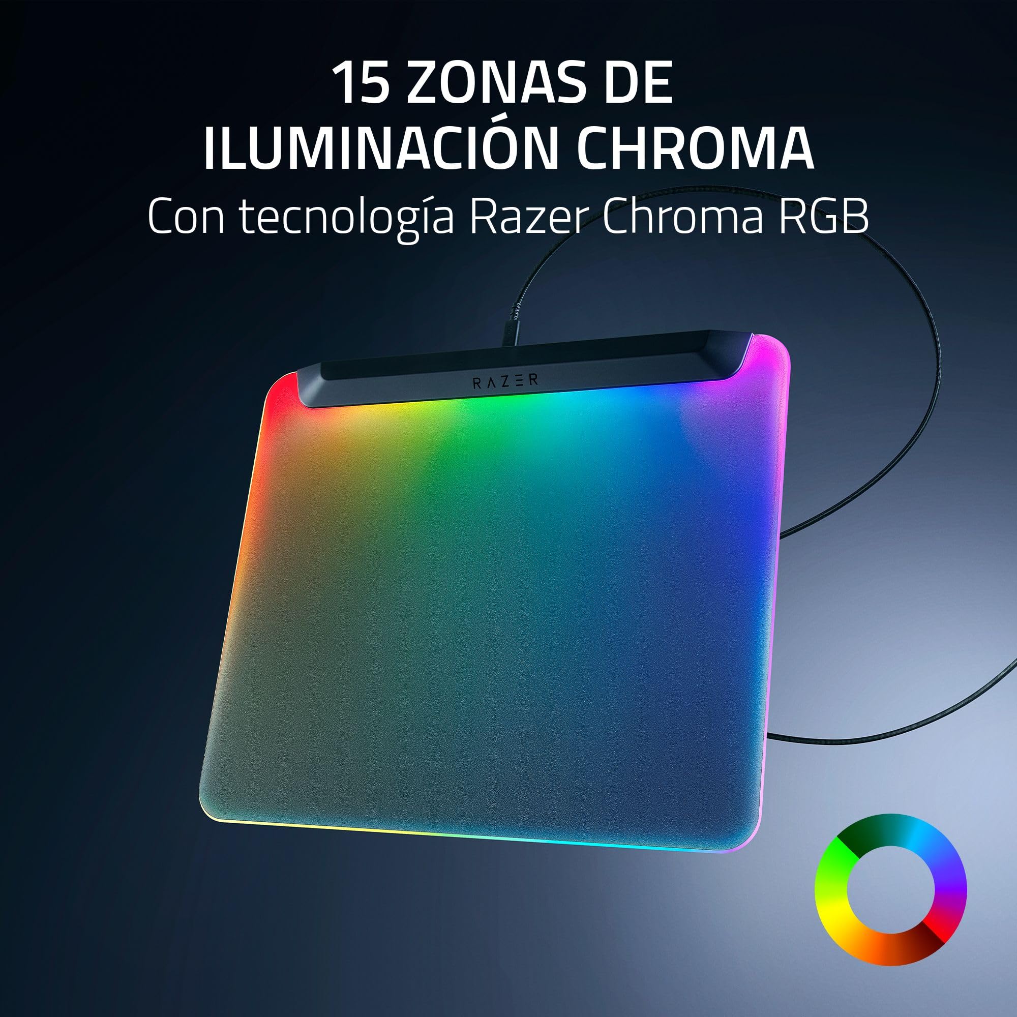Razer Firefly V2 Pro - Alfombrilla de ratón para Juegos con retroiluminación RGB - Puerto USB Integrado (iluminación LED de 15 Zonas, Superficie con Textura micrograbada) Negro