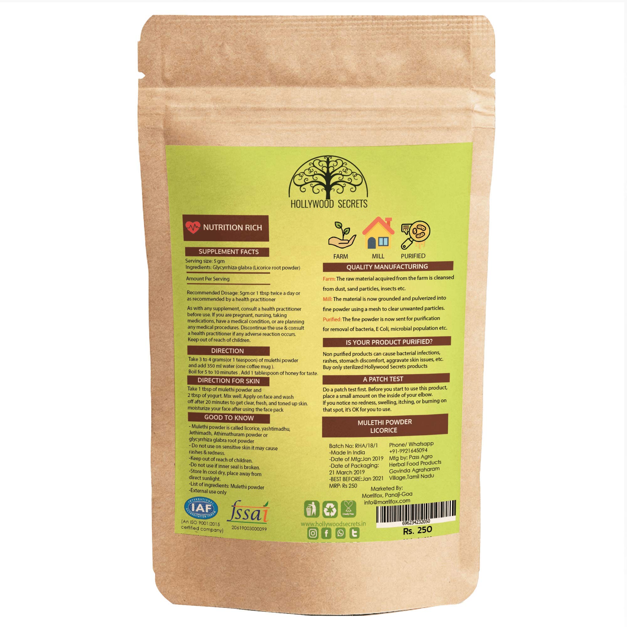 Hollywood Secrets Mulethi Powder Licorice 100 gm - Image 5 thumbnail