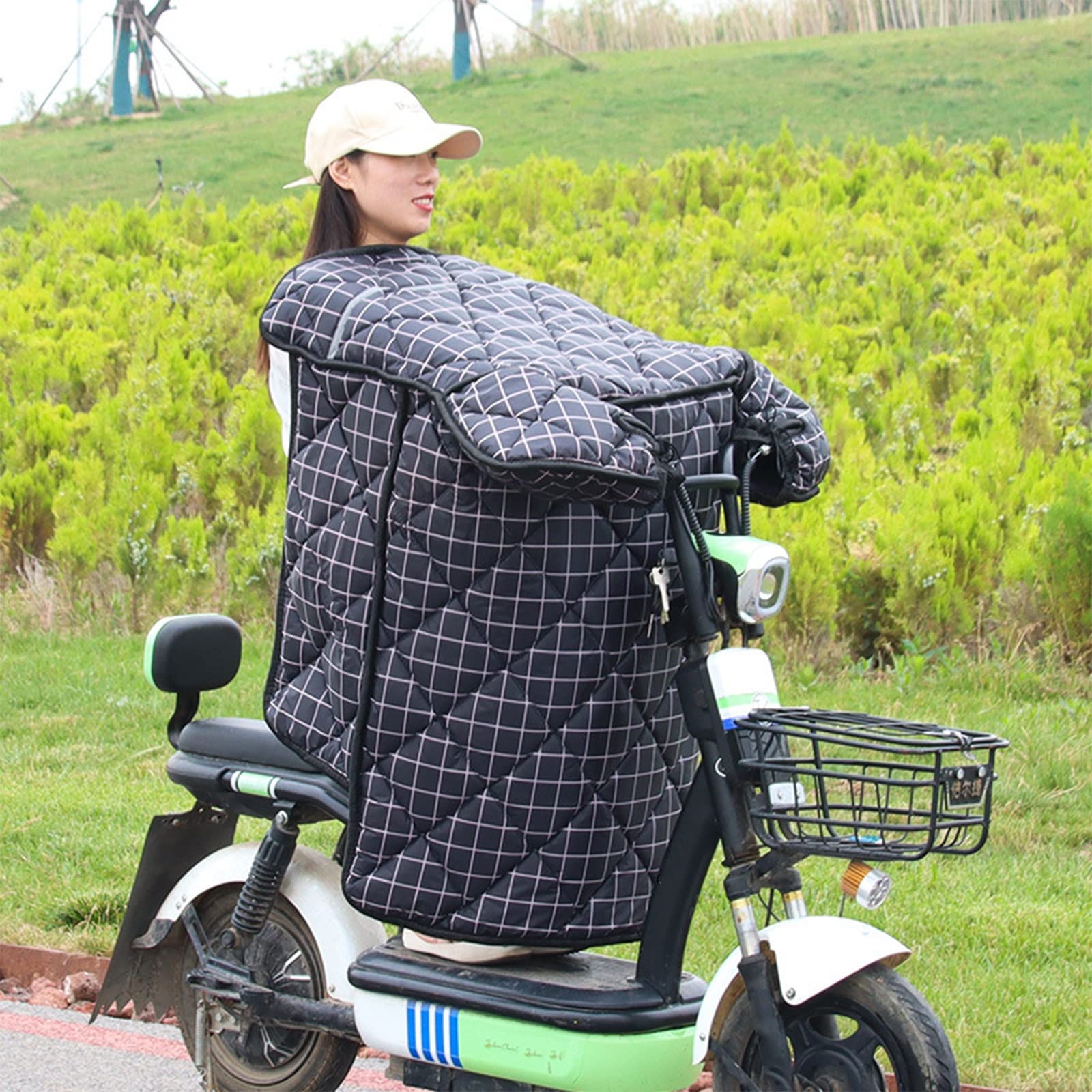 Tablier d'hiver avec épaississement en Velours pour Pare-Brise de véhicule électrique, étanche et résistant au Froid, agrandi et élargi, Pare-Brise pour Batterie de Tricycle