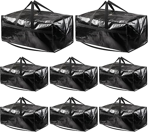 Fixwal Paquete de 4 bolsas de mudanza, suministros de mudanza, bolsas de almacenamiento grandes de gran tamaño con correas de mochila, asas fuertes,