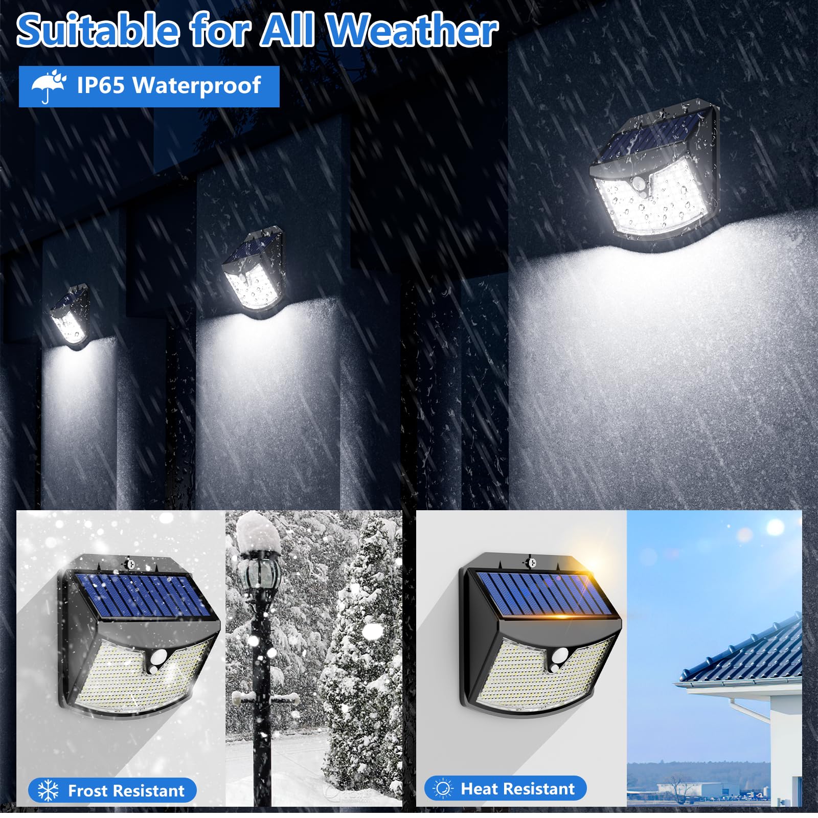 Luce Solare Led Esterno, 3 Modos IP65 Impermeabile Faretto LED da Esterno con Sensore di Movimento, Lampada Solare da Esterno per Giardino, Parete, Garage (6 Pezzi Bianco Freddo)