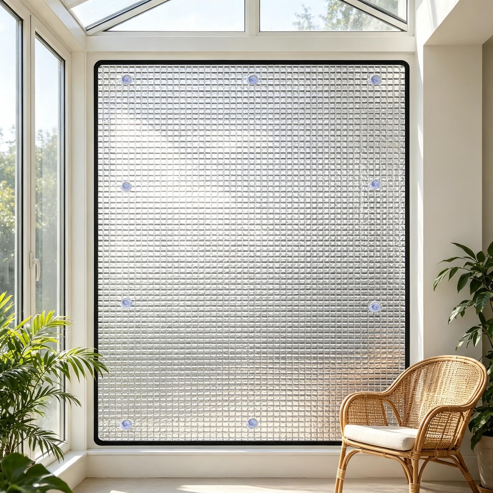 Pellicola for Finestre con Isolamento 66 x 135 cm a Doppia Faccia, Schermatura Termica Oscurante in Alluminio, Pellicola Anticalore con Ventose per Appartamento e Camper, Argento
